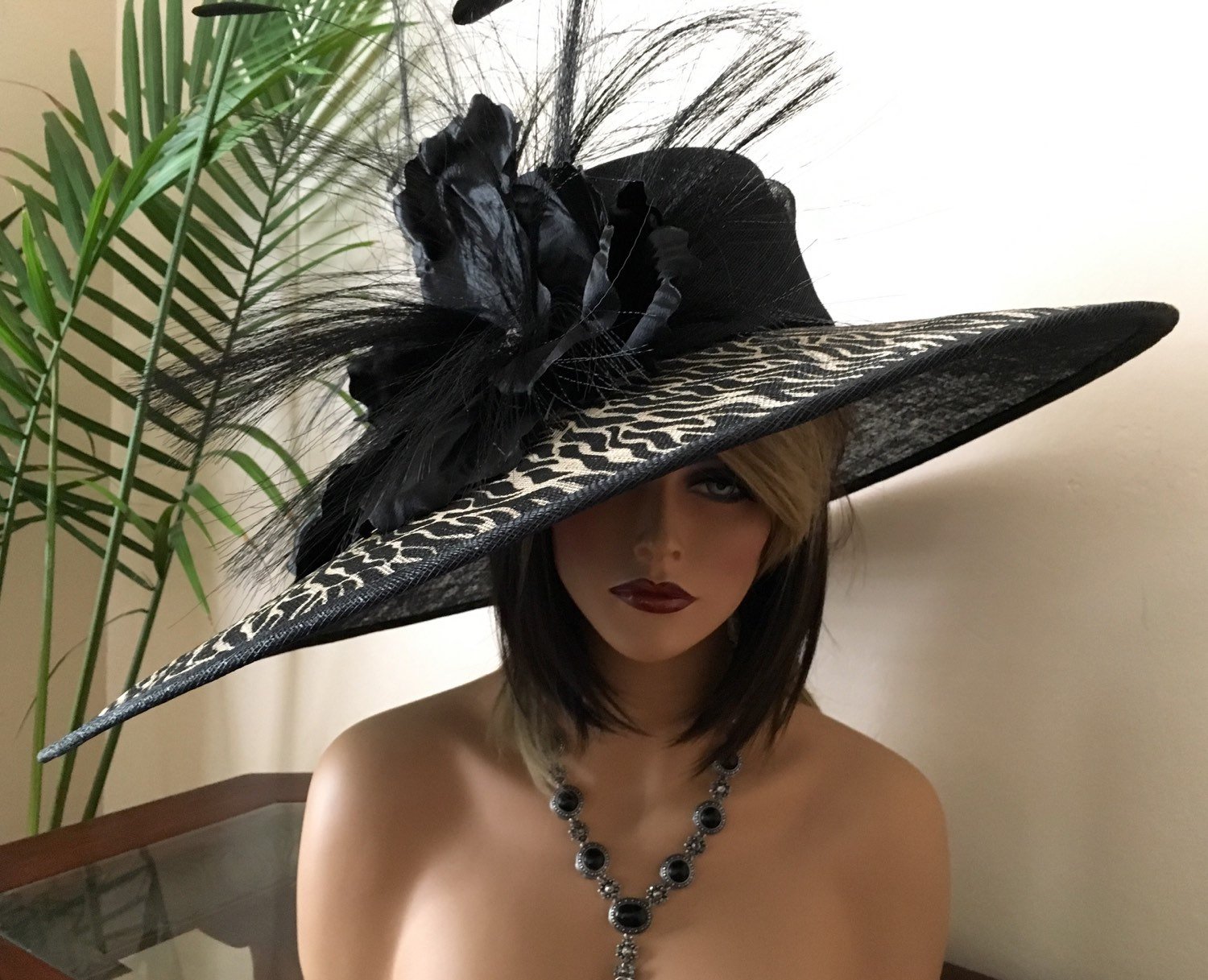 Kentucky Derby Hat. Formal hat. Del Mar , Black hat. Royal Ascot hat. Women Couture hat for weddings, races, church and other ocaasions