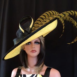 2017 collection.Yellow kentucky derby hat. Derby Hat. Formal hat. Del Mar ,  Royal Ascot hat. Women Couture hat for weddings, races, church