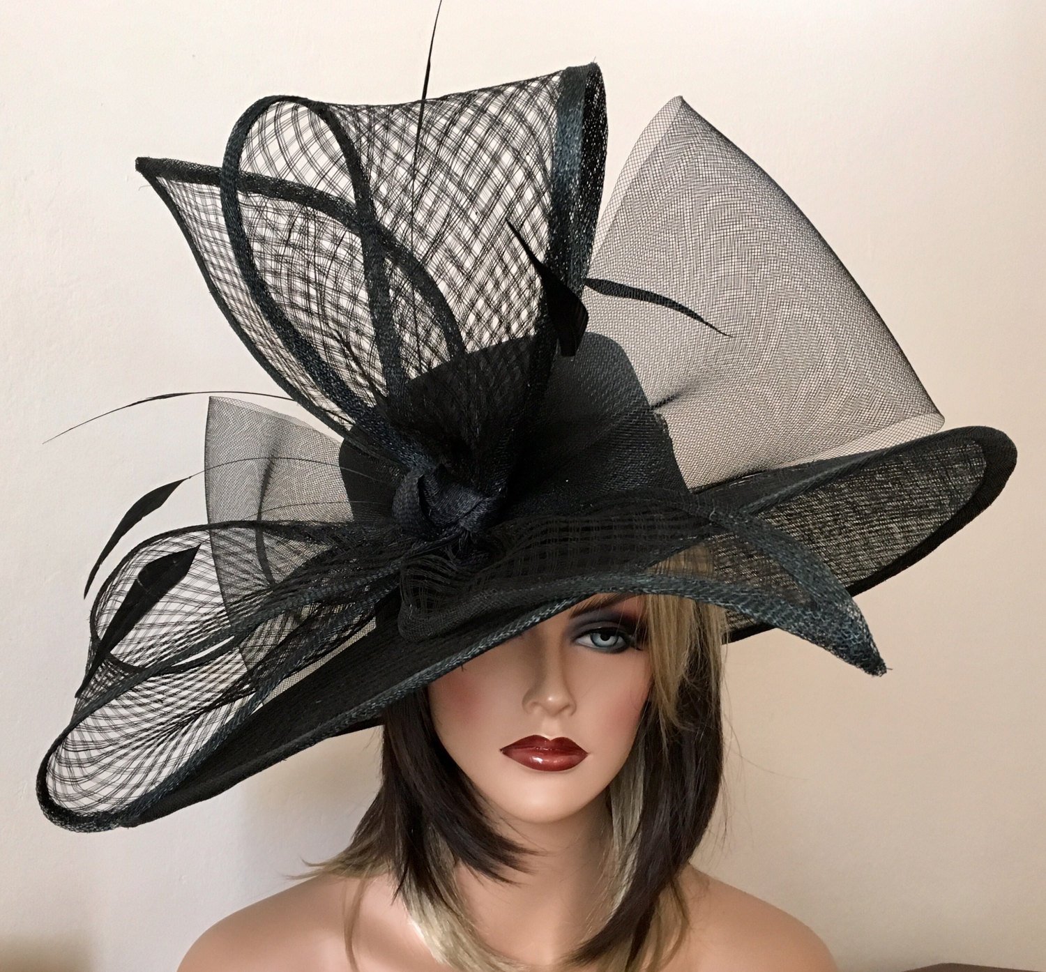 2017 collection.Black wide brim hat! Fashion Hat, Kentucky Derby hat, Royal Ascot hat, , Couture hat, Breeders cup hat