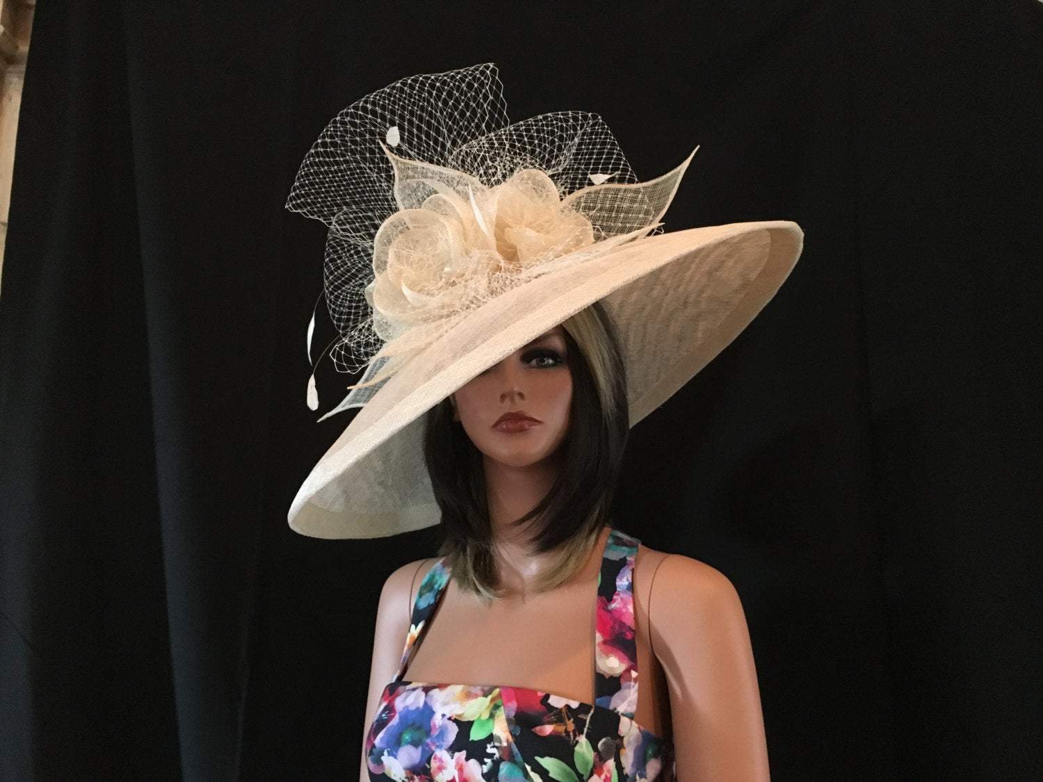 2017 collection, Designer hat.Kentucky derby hat, ivory hat, Royal ascot, couture hat, formal hat, fashion hat, wedding hat