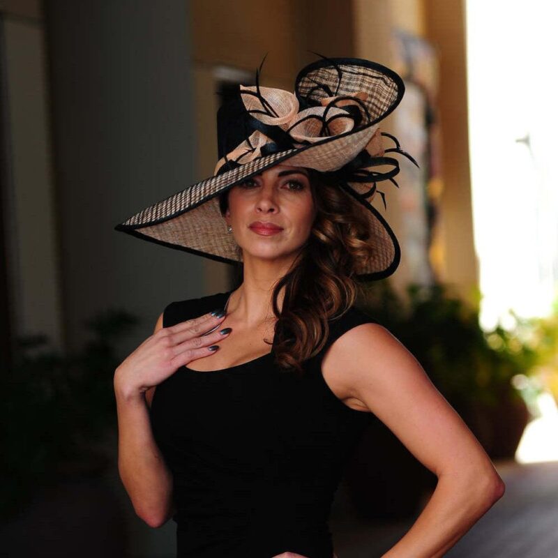 Formal black and peach hat.Kentucky Derby hat. Royal ascot hat. Derby hat. Black hat. Formal hat for races, Royal Ascot, weddings ...