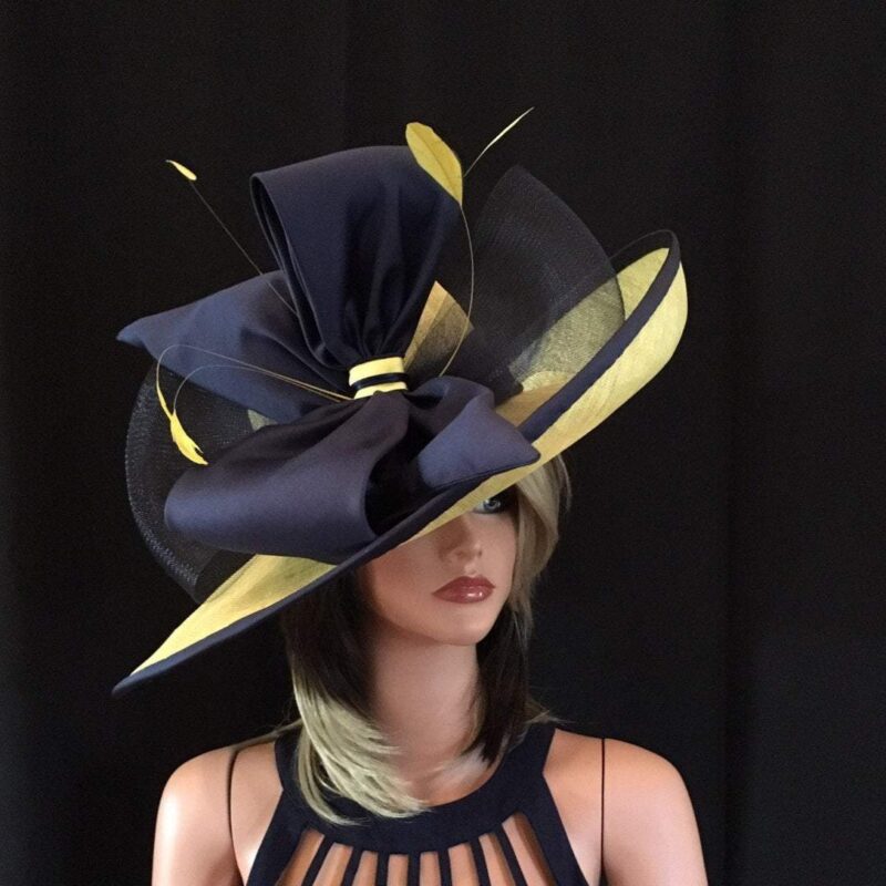 2017 collection.Yellow wide brim hat, 2017 collection! Fashion Hat, Kentucky Derby hat, Royal Ascot hat, , Couture hat, Breeders cup hat