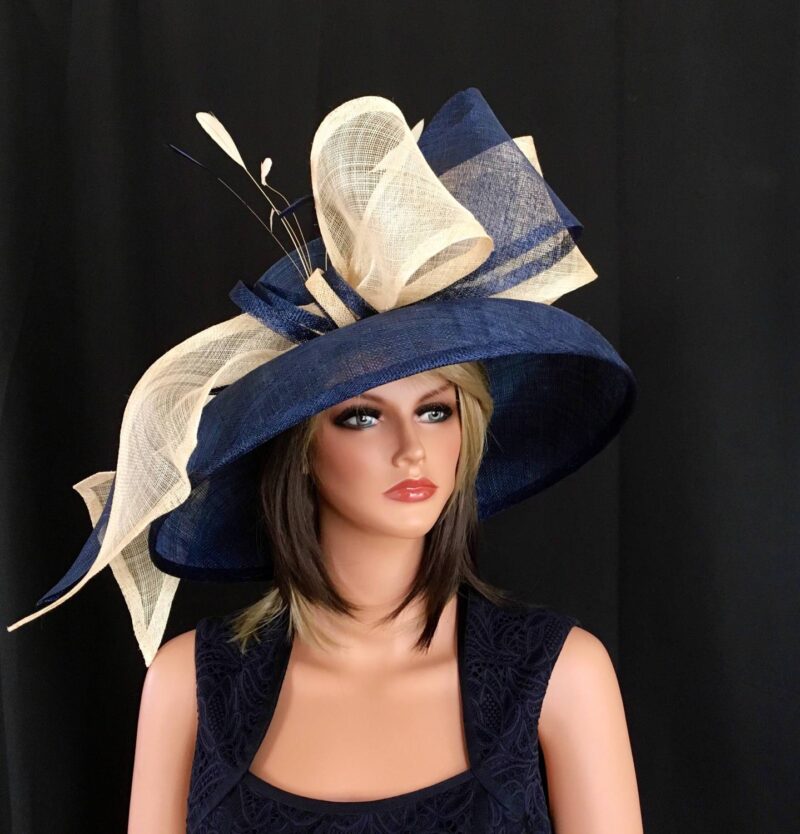 Navy blue hat.Kentucky Derby hat. Royal ascot hat. Derby hat.. Formal hat for races, Royal Ascot, weddings ...designer hat, fashion hat