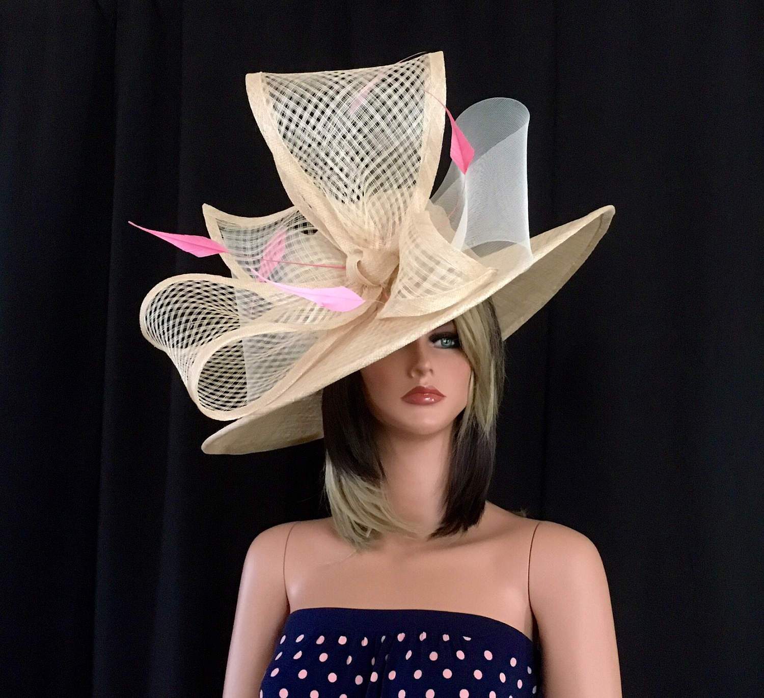 2017 collection.Natural beige wide brim hat! Fashion Hat, Derby hat, Kentucky Derby hat, Royal Ascot hat, , Couture hat, Breeders cup hat
