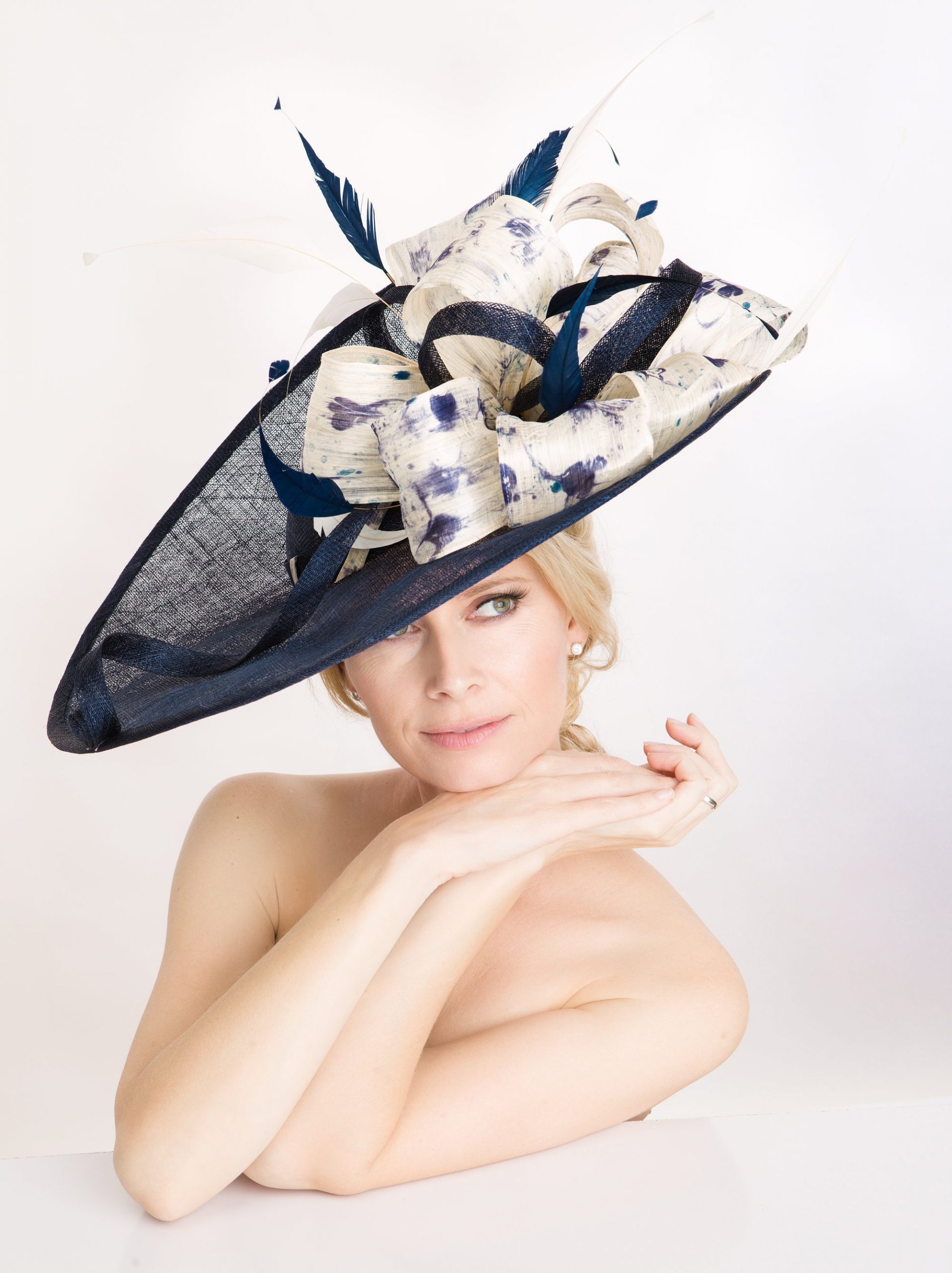 LAST one for the Derby!!!Y2019 collection .Navy blue couture hat. Blue headpiece. Fascinator . Kentucky Derby hat. Derby hat.Royal ascot.