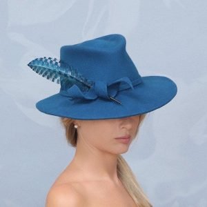 New 20/20! London fashion week hat. Teal hat. Blue hat. Felt hat. Fur felt hat. Kentucky derby hat. Fall/ winter hat. Couture hat