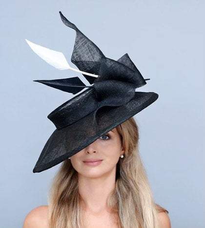 Black and white Kentucky Derby hat. Derby hat. Fascinator. Women’s hat. Designer hat. Fashion hat. Couture hat. Royal ascot. Preakness. Gift