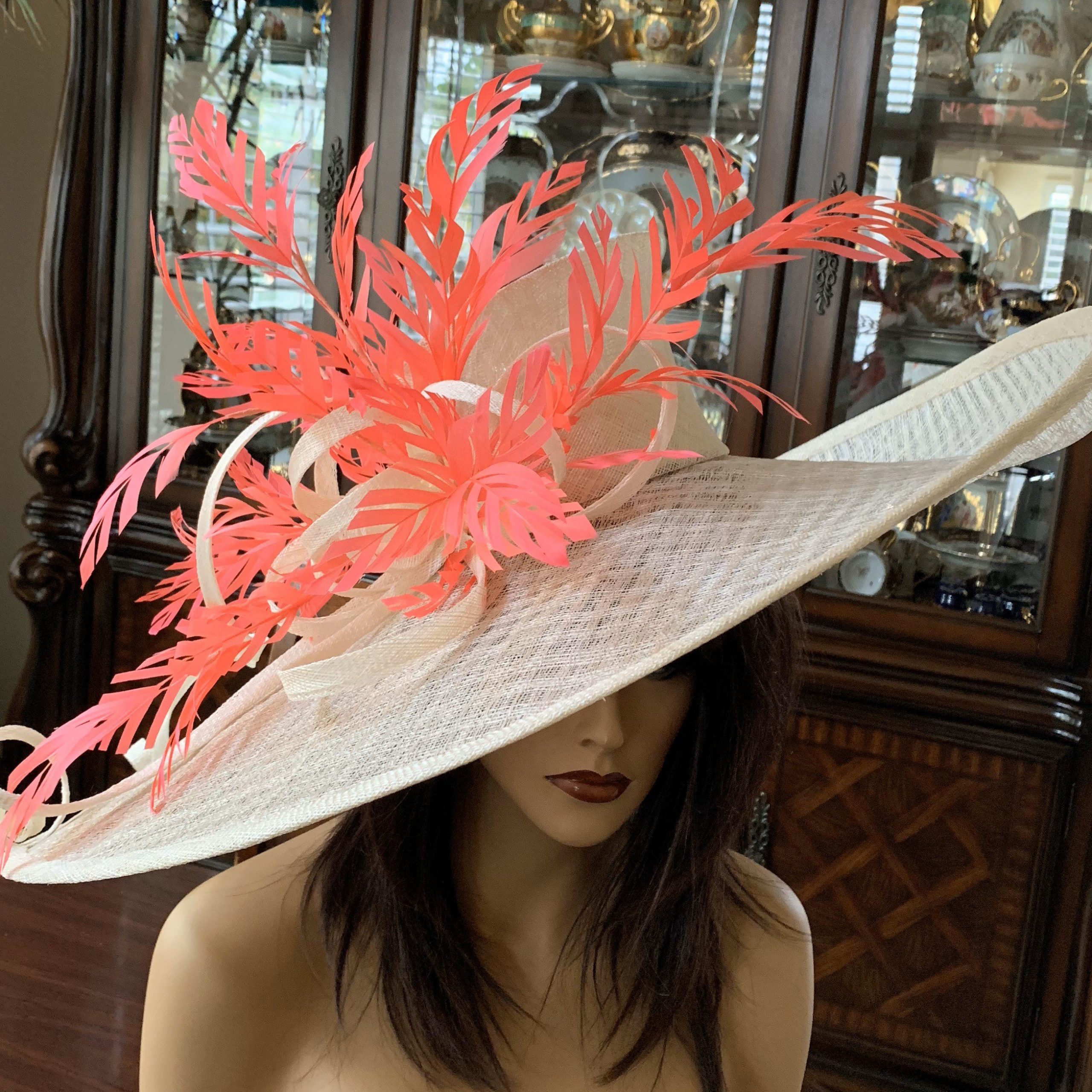 2020. Kentucky Derby hat. Derby hat. Ivory hat. Designer hat. Couture hat. Races. Large pink hat. Royal ascot hat. Preakness. Breeders cup