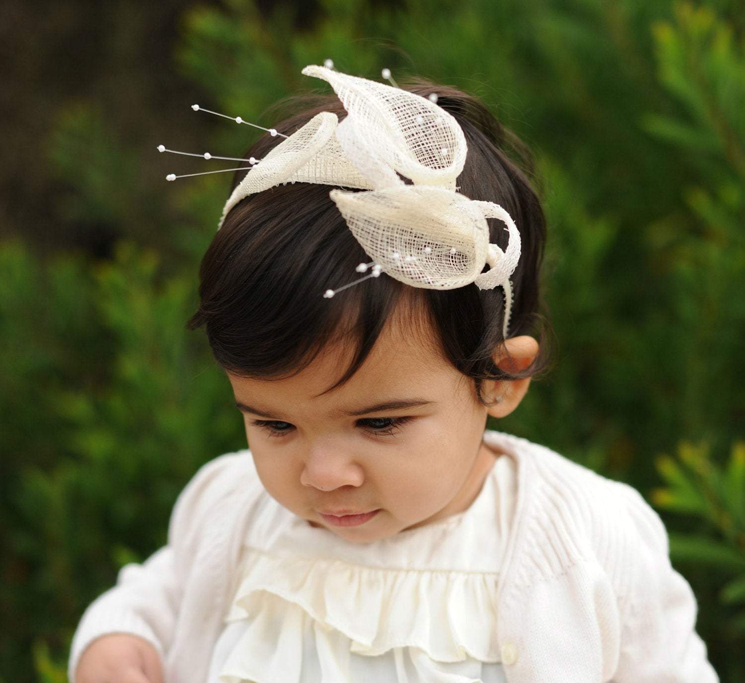 Women , girls Ivory Bridal, Bridesmaids, Wedding or any other special occasion headband - Fascinator, hair accessory