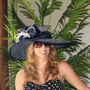 Kentucky Derby   hat. Royal Ascot,  Formal hat.  Del Mar hat . Navy wide brim hat   for  Del Mar races, wedding or other occasions