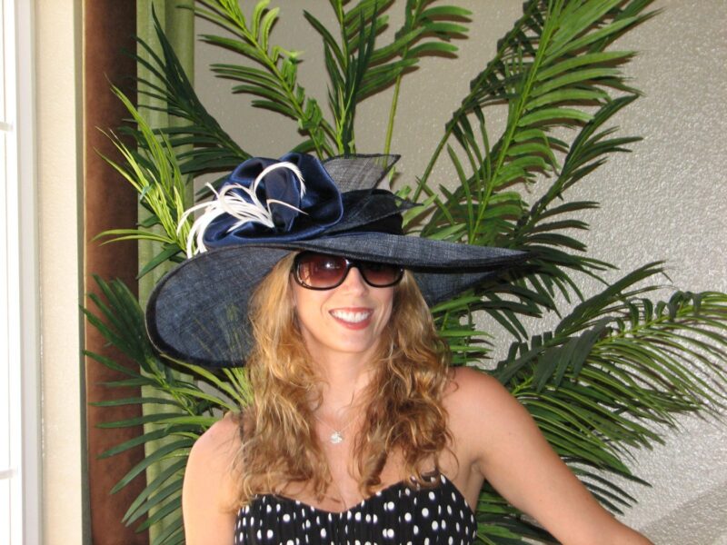 Kentucky Derby hat. Royal Ascot, Formal hat. Del Mar hat . Navy wide brim hat for Del Mar races, wedding or other occasions