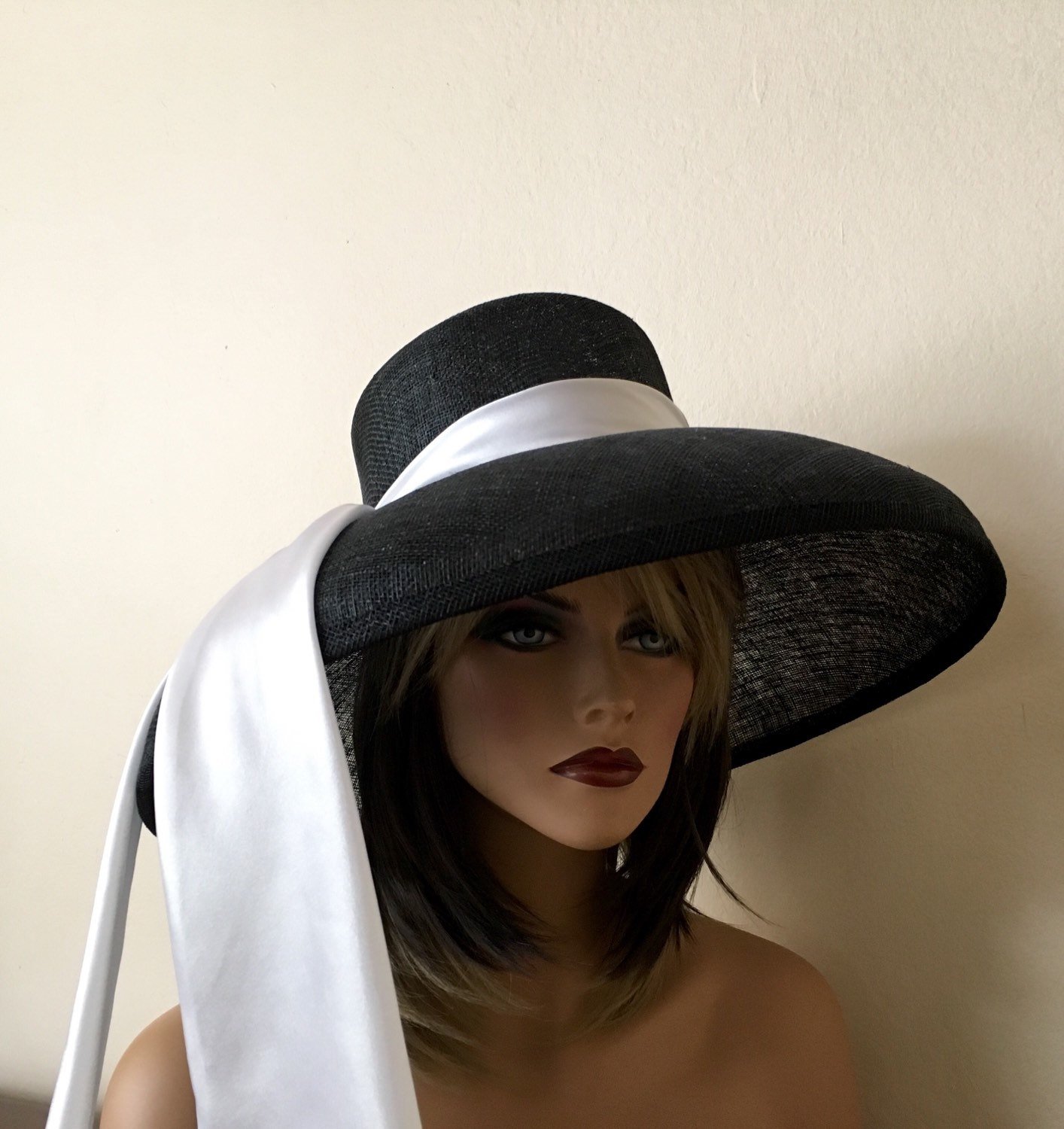 Kentucky Derby, Royal  Ascot, Couture black hat for the races, tea parties, wedding  " Audrey" hat