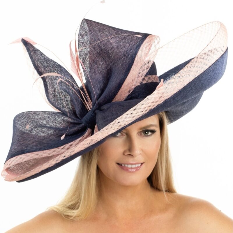 Kentucky Derby navy pink hat for women